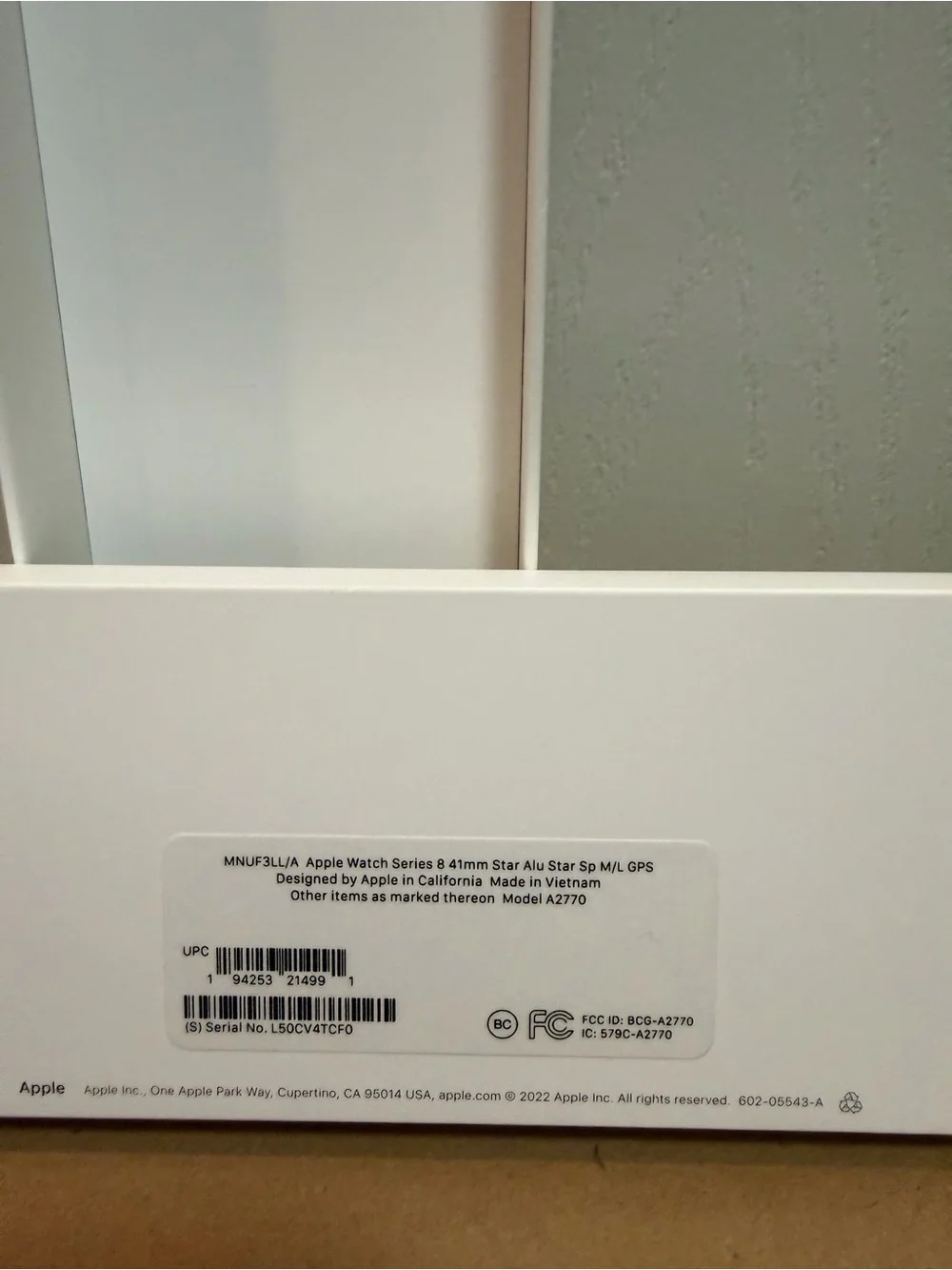 EMPTY BOX ONLY - Apple Watch Series 8 41mm Starlight Aluminum A2770